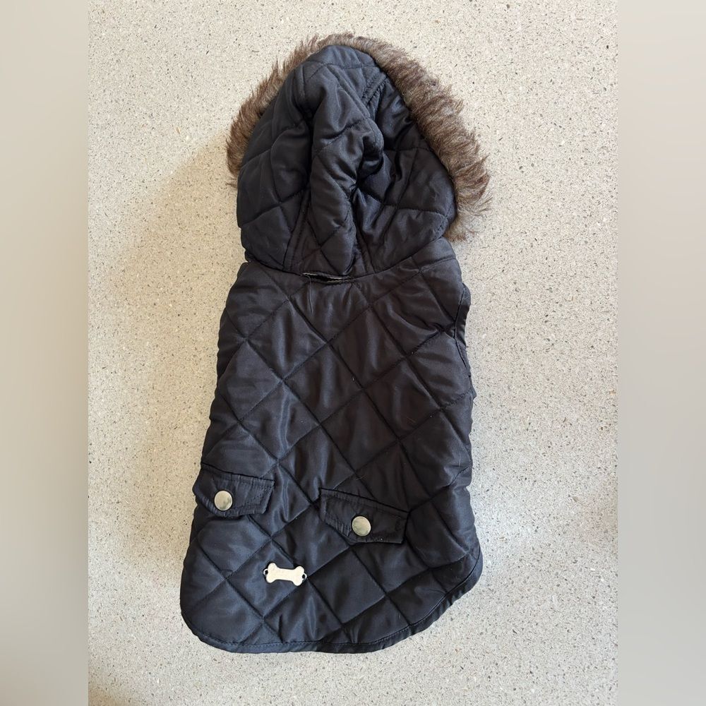 Dog Quilted Black Jacket with Hood by Barkeley and Finn